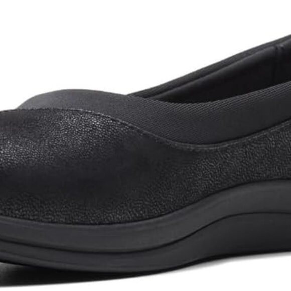 Women's Canvas Ballet Flat 8 Black Pull-On Elegant Comfort Casual Shoes - Picture 3 of 4